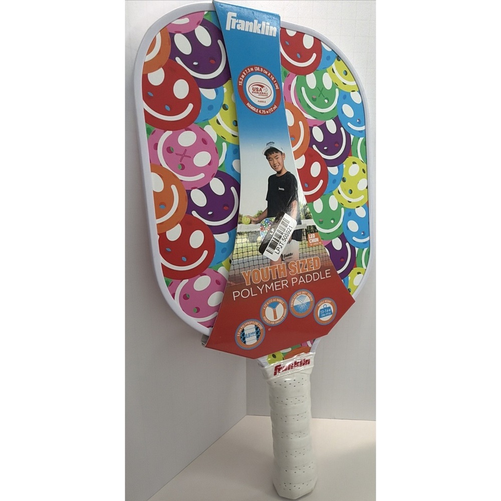 Franklin Sports Youth Sized Polymer Pickleball Paddle Smiley Face - New